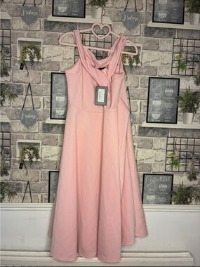 Bejealous Off Shoulders Midi Skater Dress Baby Fit & Flare Satin Dress UK18 US14